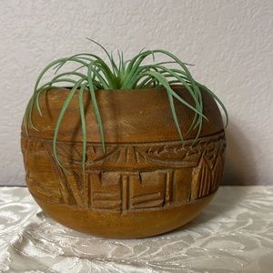 Vintage MCM Handcarved Monkey Bowl 4x6” Made in Philippines